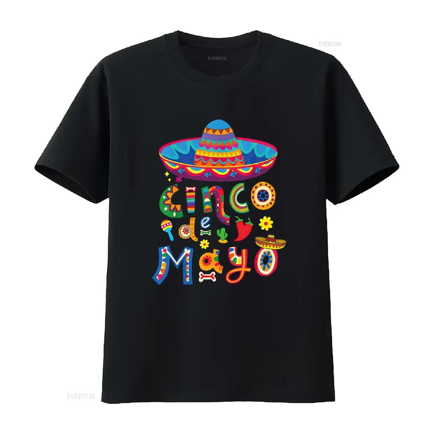 

Cinco De Mayo Mexican Fiesta 5 MayoT T Shirt vintage Washed Breathable Stylish Unisex Stretched Soft streetwear XXXXXL чорний