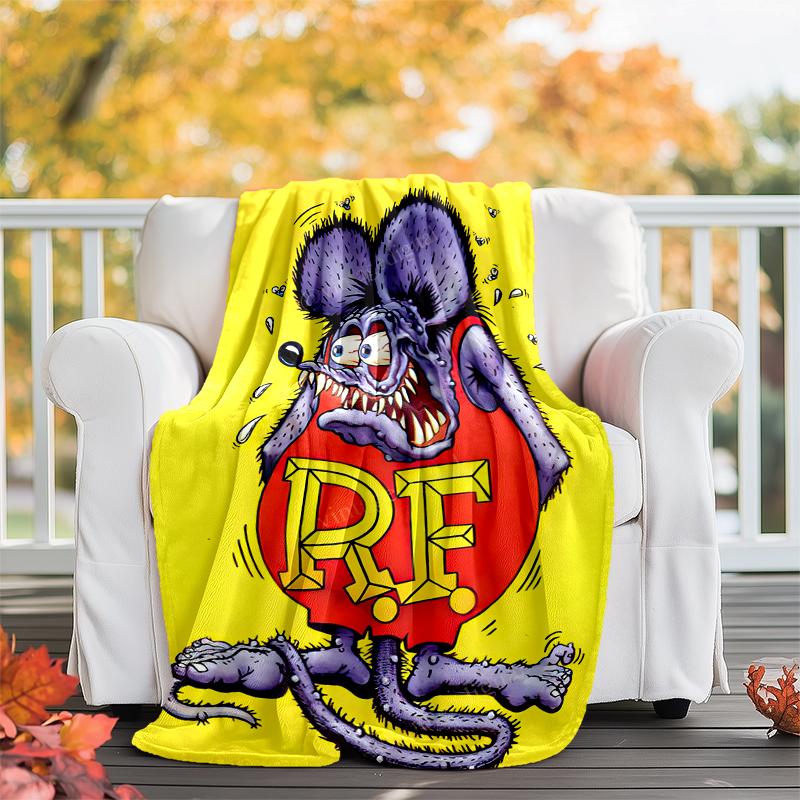 Rat Fink Power Flannel Blanket Soft All-Season Throw, Design for Camping, Car Travel, Hiking Sofa, Bed, Office Perfect Gift for Parties