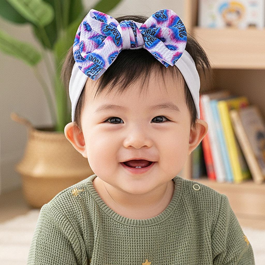 

New INS-Style Elastic Wide-Band Baby Headbands:Cute Printed Bow Hair Bands,Soft & Skin-Friendly Headbands for Infants & Toddlers