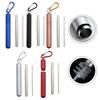 Collapsible Straw Set with Silicone Tips and Carabiner Hook