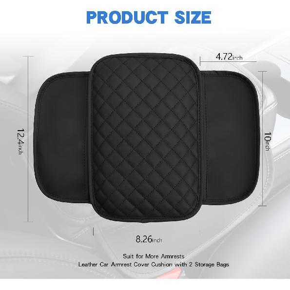 Upgraded Car Middle Center Console Cover With 2 Storage, Universal Microfiber Leather Car Armrest Cover Cushion For For Most Vehicles, Memory Foam