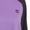 adidas Originals Adicolor Brand Logo Color Block Loose Long Sleeve T-Shirt Women Tops Violet JM8051
