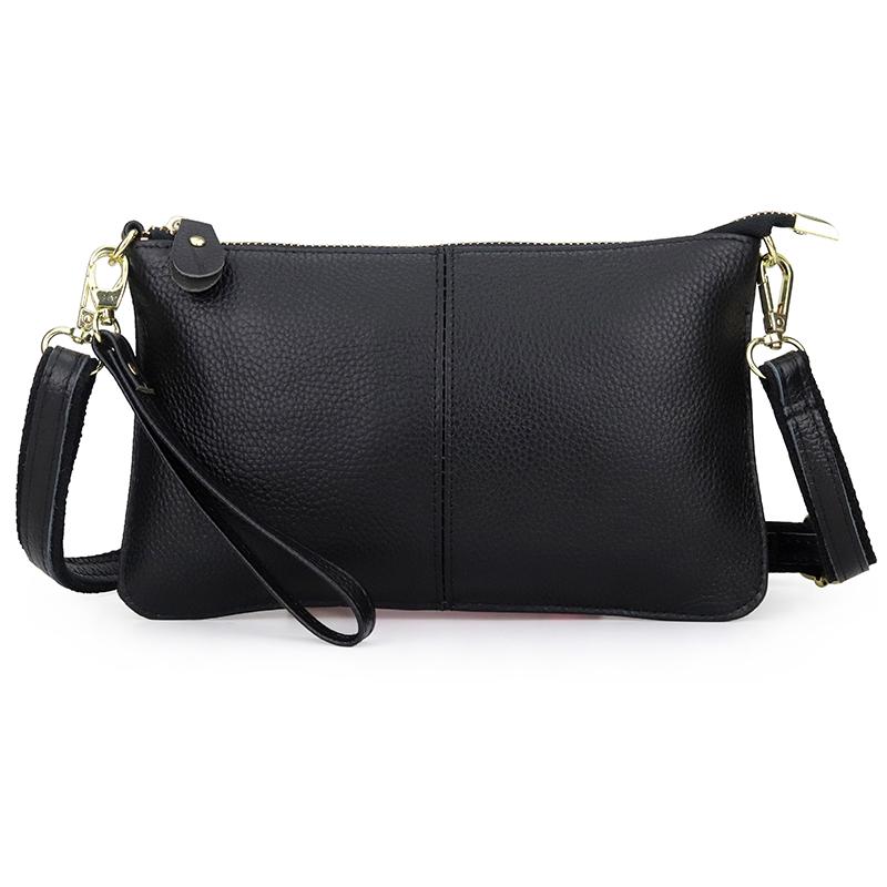 Genuine Leather Women's Crossbody Bag with Wrist Strap - Top Layer Cowhide Shoulder Bag