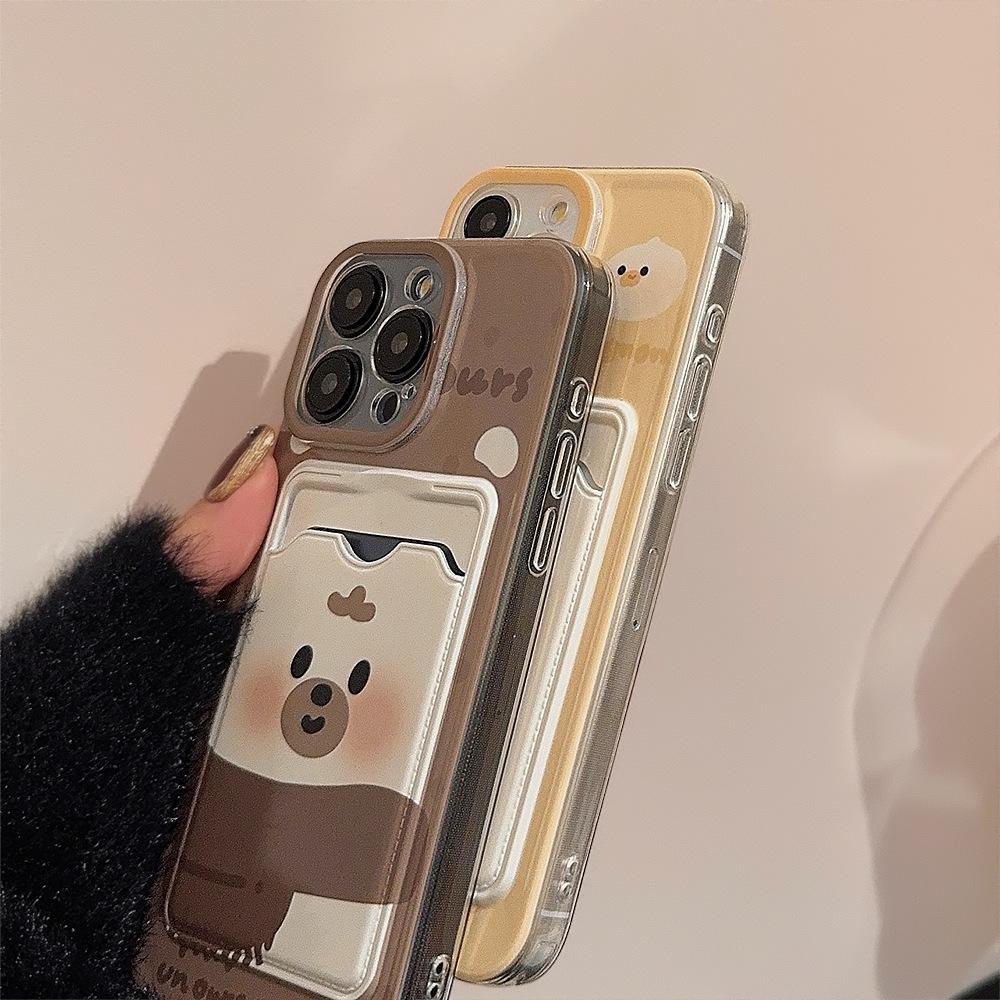 Cute Card Bag Set Apple 15 Promax Mobile Phone Case IPhone 14 All Inclusive 11 Transparent 16 Couple Cartoon 12 Soft