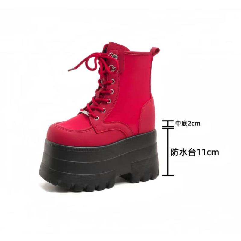 Fashion 13CM,17CM Women's Boots Autumn Women Ankle Boots Platform Wedges High Heels Booties New Fashion Design Red Cosplay Shoes Women
