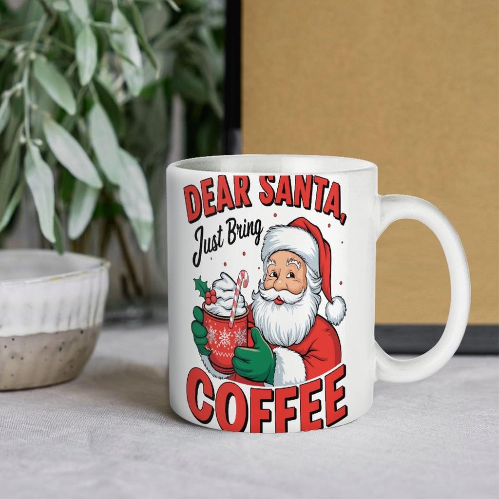 11oz White Coffee Cup with Dual-Side Print and Smooth Handle, Perfect for Warm Drinks During Office Work, Reading or Relax Time