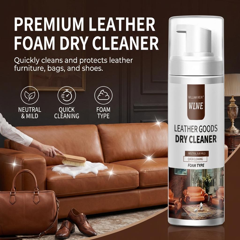 Leather Cleaner For Car Seats Sofa Luxury Goods Care 200ml Eco-Friendly Formula