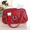 Fashion Women Solid Color Handbag Faux Leather Tote Shoulder Bag Storage Pouch