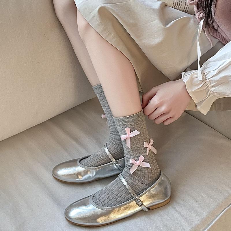 Girl's JK Socks Japanese School Style Bow Balletcore Stacked Thigh High Sock Spring Fall Calf Sock Trendy Instagram Fashion