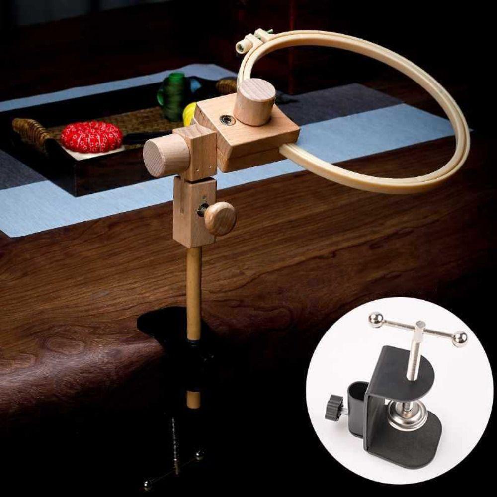 360 Degree Rotation Embroidery Frame Lap Stand Beech Wood Cross Stitch Rack Desktop Use