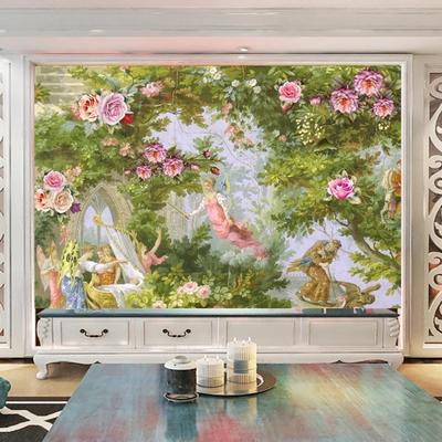 Papier peint Mural imperméable, peinture à l'huile européenne, belles fleurs pastorales, peinture murale, décoration de maison, fresque