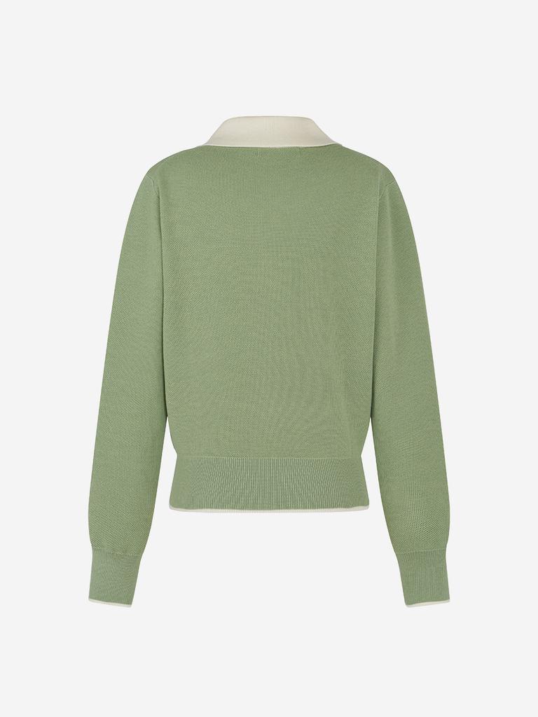 LORDLOAR Signature Color Block Collar Long Sleeve Knit L/Khaki