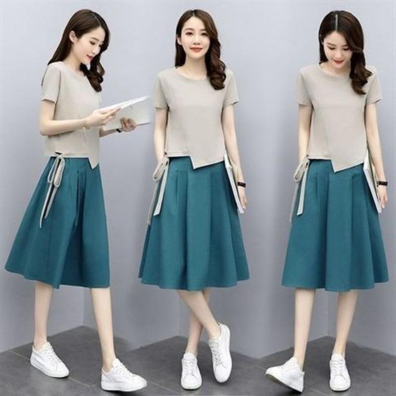 Tops/Suits Summer Women’s Fashionable Summer Loose Skirts Two-piece Girlfriend Outfits