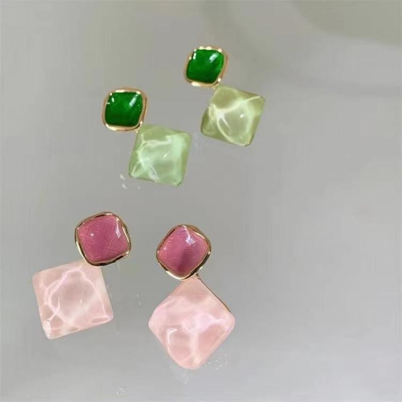 Rosa Grün Acryl frauen Baumeln Ohrringe Candy Farbe Süße Sommer Heiße Mode Transluzenten Quadrat Anhänger Hängen Ohrringe