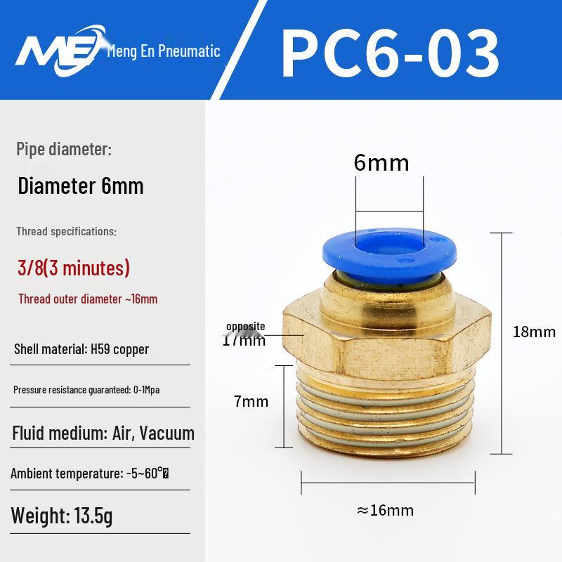 Copper Corrosion-Resistant Pneumatic Quick Connector Fitting for Air Compressors