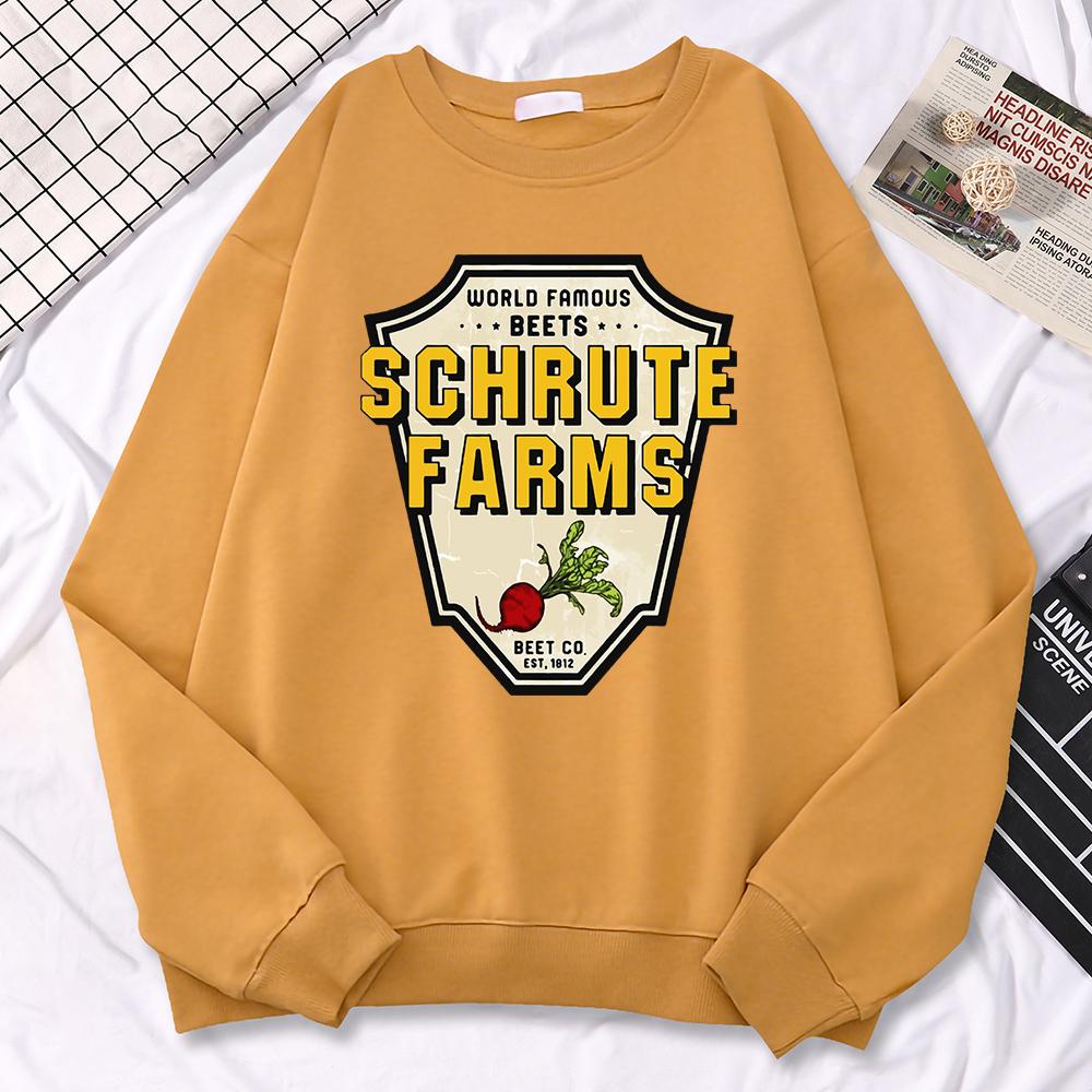 Simple Winter Women Pullovers World Famous Beets Schrute Farms Crop Printing Hoodie Loose Crewneck Sweatshirt Warm Tops
