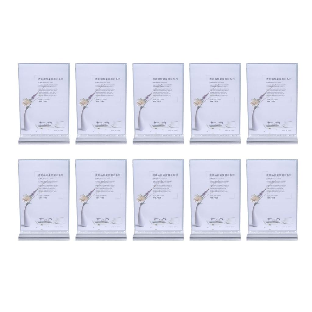 10 Pcs Clear Acrylic Place Card Holder Acrylic Sign Holder Transparent T Shaped Double Sided