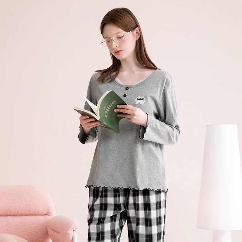 Fontal Women's 100% Cotton Long-Sleeve Loungewear Set