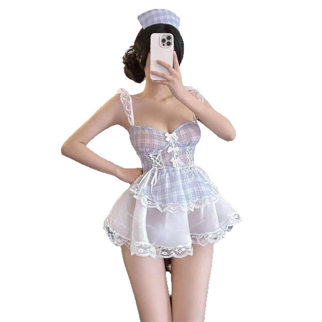Pure Desire Lace Maid Nurse Outfit: Cute, Sexy Temptation Lingerie with Suspender Dress