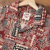Plus Size Men's Vintage Geometric Print Shirt Casual Loose Short Sleeve Cuban Collar Shirt