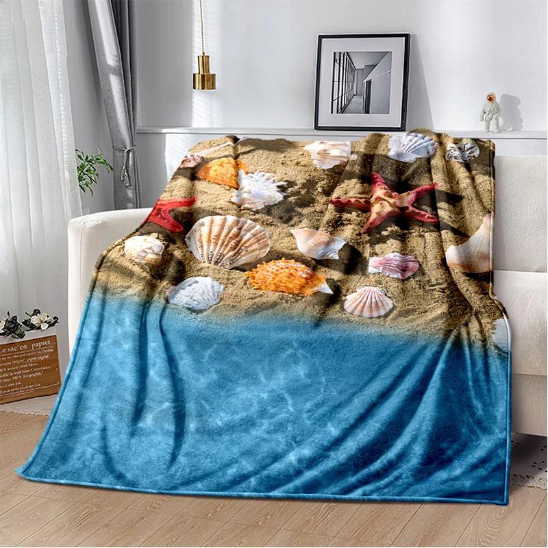 3D Starfish Beach 29 Style Shell Sea Star Sand Cartoon Blanket,Soft Throw Blanket for Home Bedroom Bed Sofa Picnic Office Cover