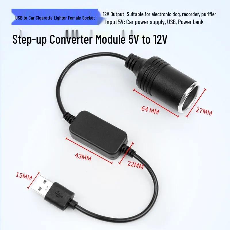 Car GPS Charger: USB To Cigarette Lighter 5V-12V Power Adapter