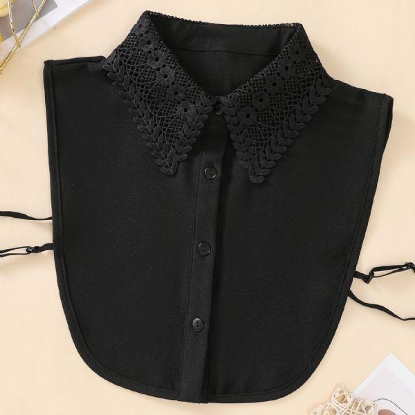 

Women Chiffon Shirt False Collar Female Hollow Floral Lapel Detachable Fake Collar Tie Vintage Clothes Neckwear Fuax Cols
