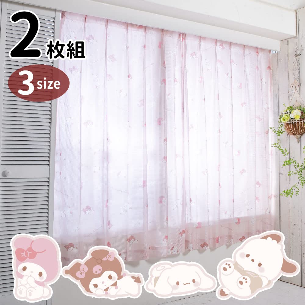 Sanrio Sanrio Characters UV Lace 100 X 198 Set of My Sanrio Characters (SANRIO) Protection, Hard-to-See-Through Curtains, Cm, 2, Kuromi, Melody,