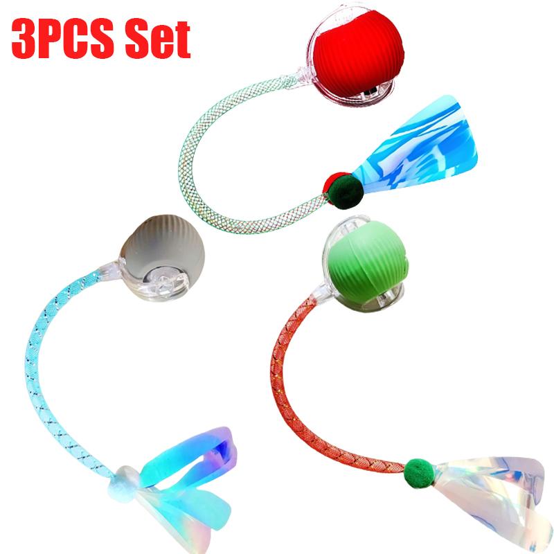 New Cat Interactive Ball Toys Automatic Rolling Ball Faux Tail Rechargeable Smart Pet Electric Toy Cat Training Imitate Mouse