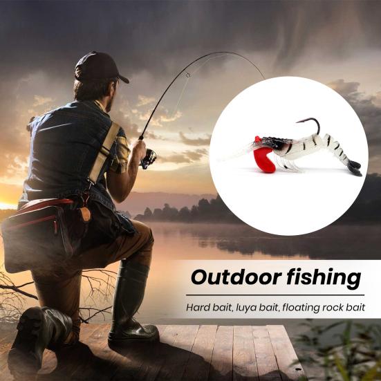Shrimp Bait Realistic Looking Bright Color Flexible Highly Simulated with Sharp Hook Easy Penetration Multi-Section Shrimp Bait Luminous