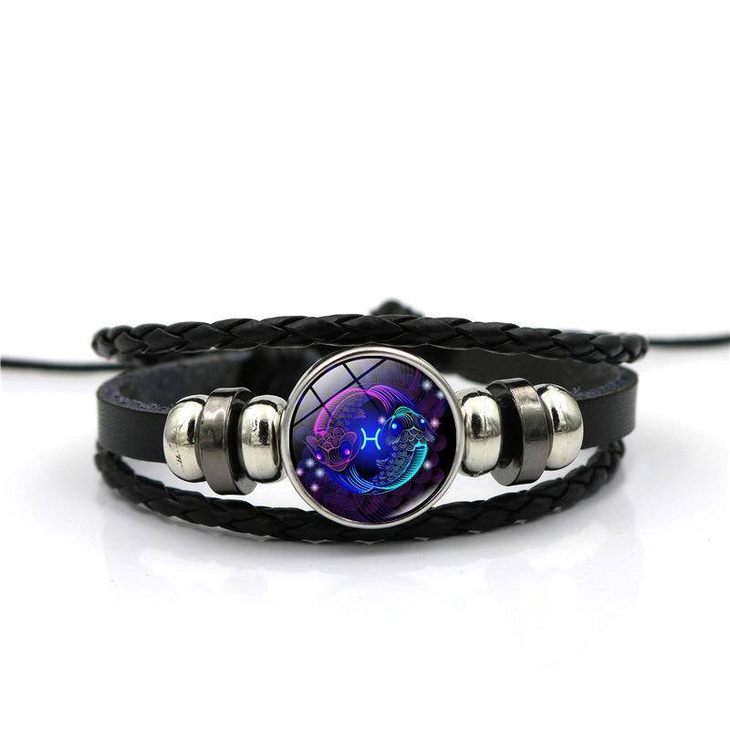 12 Constellation Time Gem Bracelet for Men and Women, Birthday Gift Trend Hand-woven Beaded Bracelet Personalized Jewelry