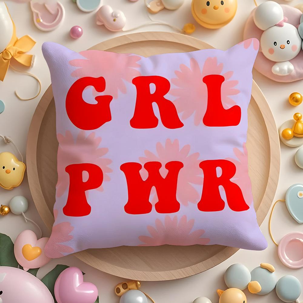 Feminist Girl Power Inspirational Quote Cushion Cover Plush Fabric Soft Double-Sided Printed Sofa Winter Home Gift Pillow Cover