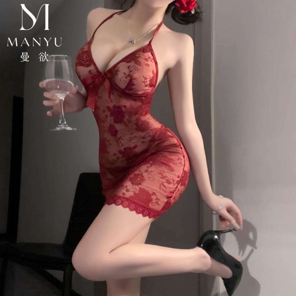Man Desire Lingerie Purple Pure Desire Nightdress Sexy Lace Seduction Bed Free Pajamas Small Chest Uniform 9383