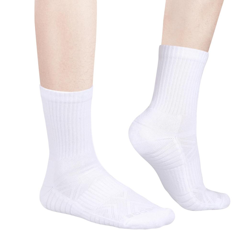 [YUEDGE] Men's Thick White Socks, Sports, Casual, Daily Wear, Outdoor, Trekking, Walking, Cotton, Odor-Resistant, Sweat-Absorbing, Size 25-27cm, 6 Pai