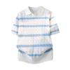 2026 Japanese Style White Striped Lapel Polo Knit T-Shirt for Men - Summer Short Sleeve