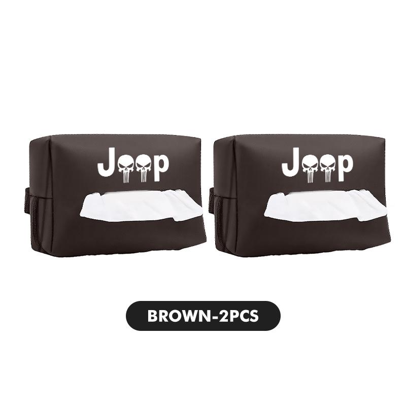 For Jeep PU Leather Car Tissue Box Paper Towel Storage Bag Auto Accessories Compass Renegade Cherokee Wrangler JK Patriot AKN1