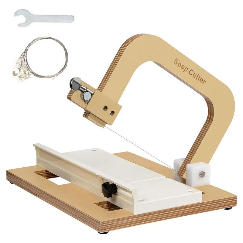 AEE4-Wooden Soap Cutter, Wire Soap Cutters Adjustable Stainless Steel Cutting Tool For Handmade Soap Loaf Candles Cheese