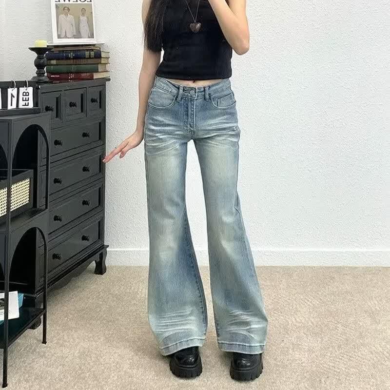 Women s American Style Low-Rise Washed Flare Jeans XS