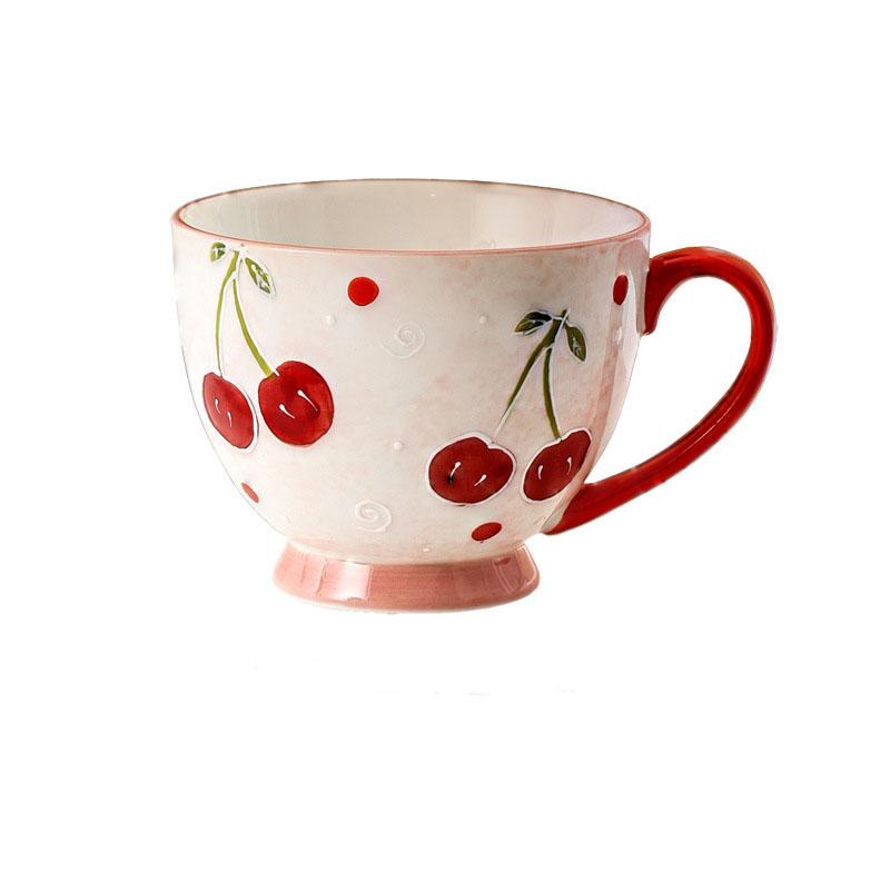 Large Fruit Strawberry Mug Cute Ceramic Coffee Tea Cup Couple Mug with Handle Birthday Gift Women Friend Lovers