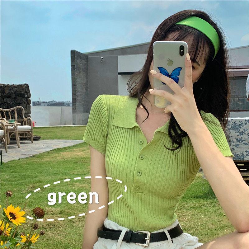 

Women s 2025 Summer Polo Neck Knit Bodycon Dress – Sexy, Tight-Fit, Short Sleeve Skirt Medium