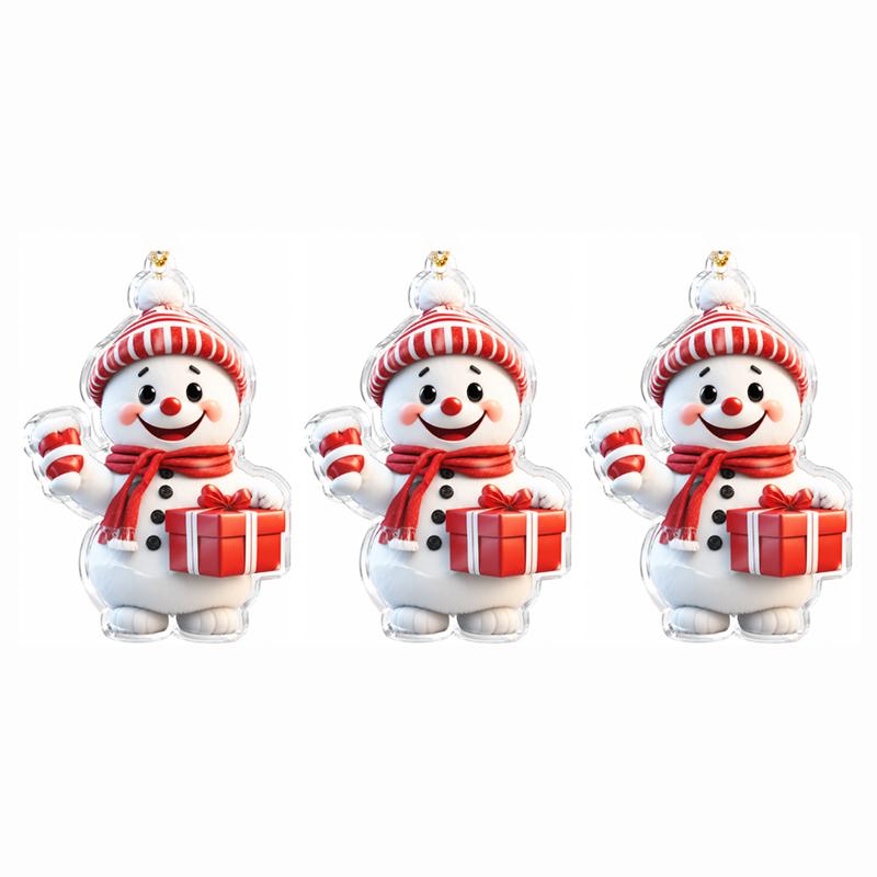 Christmas Tree Hanging Ornaments Acrylic Snowman Santa Elk Pendant Xmas Home Party Decor Holiday Gift Decoration Supplies