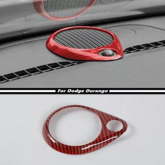 For 2011-2024 Dodge Durango Red Carbon Fiber Dash Center Speaker Ring Cover Trim