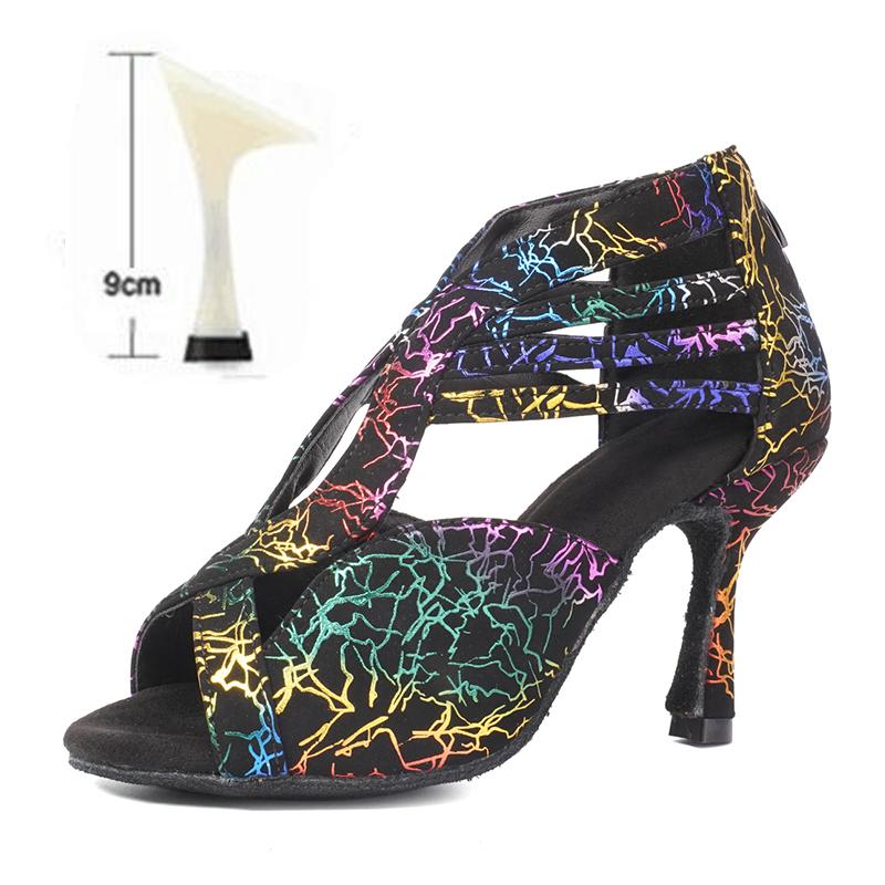 Scarpe da Ballo Latino con Strass Suola Morbida Donna Scarpe da Ballo di Piazza per Feste Tacco 90mm