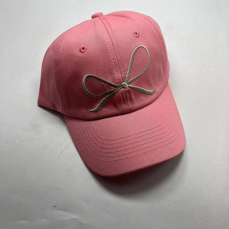Cute Bow Embroidered Baseball Cap Soft Cotton Adjustable Dad Hat for Women