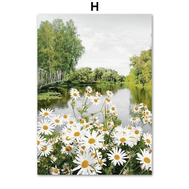 Classic Vintage Wall Art Sunflower  Daisy Farm Scenery HD Canvas Print Poster for Living Room  Bedroom Decor  Timeless Home Deco