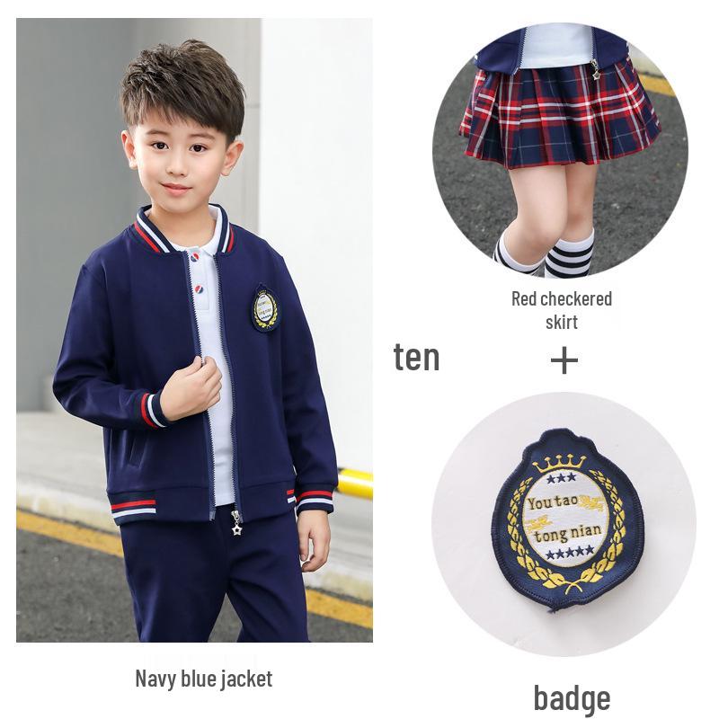 Spring/Autumn British Cotton Academy Style Baseball Uniform for Kindergarten & Primary School