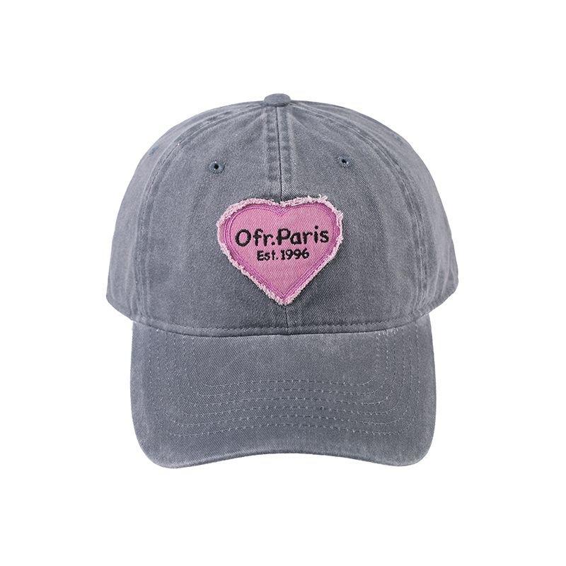 Retro Washed Cotton Letter Embroidered Cap Women Baseball Cap Casual Sun Protection Hat Hip Hop Dad Hat Y2K Pink Love Heart Caps