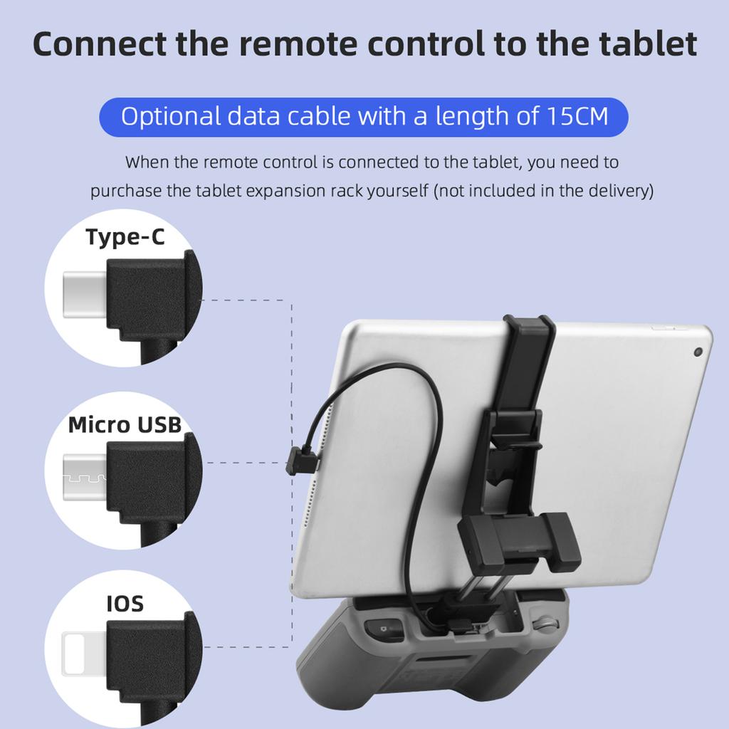 2pcs/set Mavic Air 2/mini 2 30cm Remote Control Data  Cable+tablet  Extension  Bracket