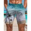 Men's Ocean Coconut Tree Print Beach Shorts Summer Vacation Surfboard Shorts Casual Classic Quick Dry Shorts