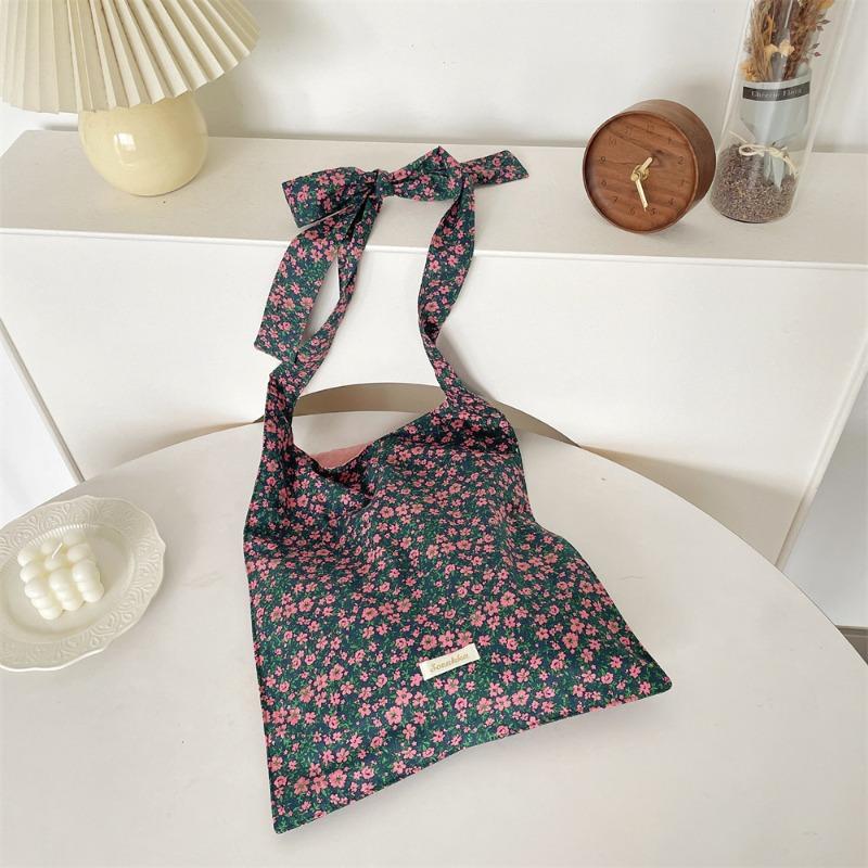 52 New fresh floral canvas bag women's street versatile underarm bag shoulder bag large capacity women's canvas bag